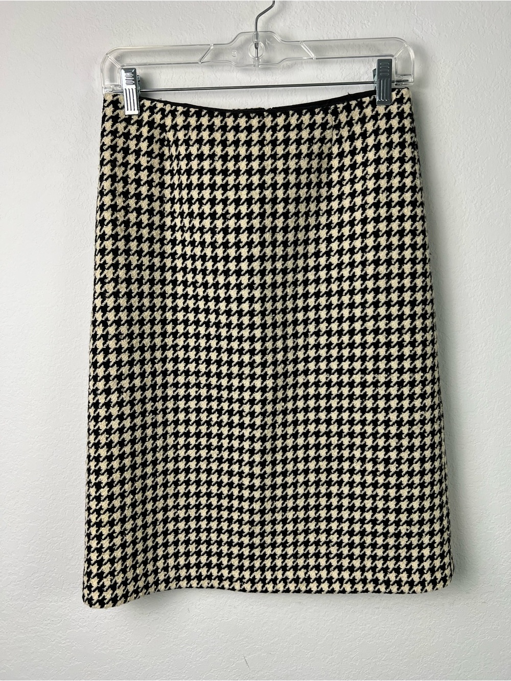 J. Crew Vintage Houndstooth Black & Off White Wool Pencil Skirt